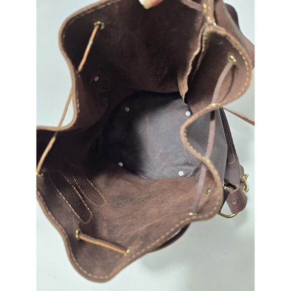 Vintage Gokey Orvis Waxed Leather Field Bag Drawstring Heavy Leather - Picture 10 of 11